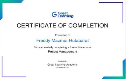 Project Manager Professional Training certificate